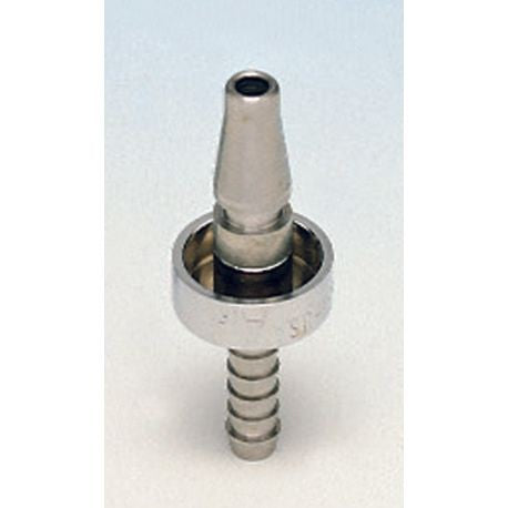 A Schrader Medical twist-release gas connector designed for compressed air, featuring a metallic construction with a twist-release mechanism.