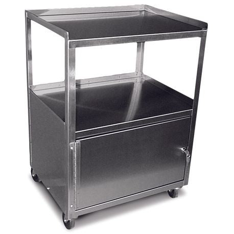 Stainless Steel Utility Cart with Single Locking Cabinet