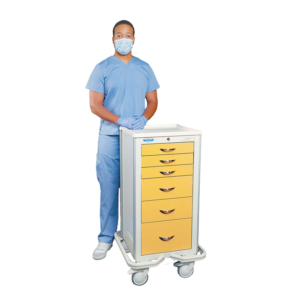 Aluminum Key Locking Narrow Cart, Yellow