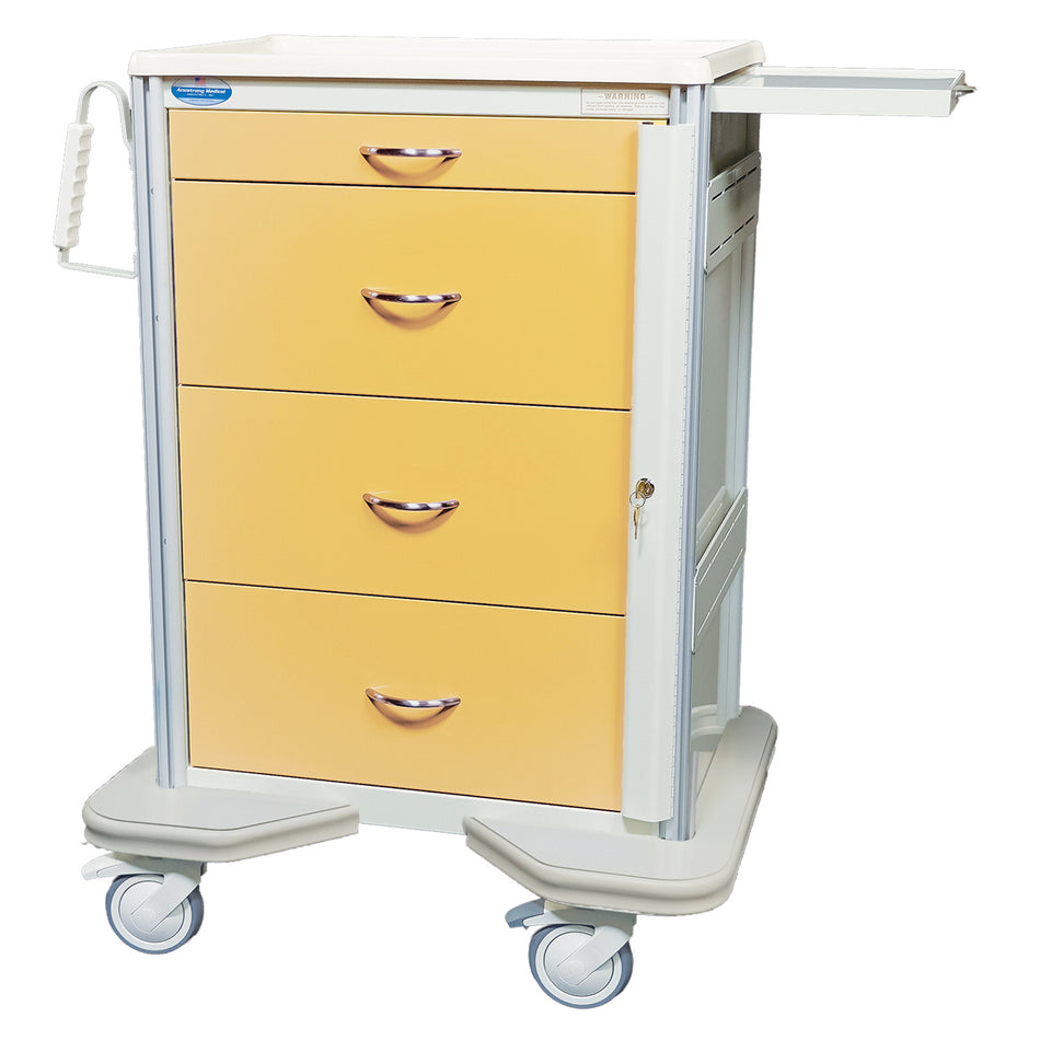 Premier Aluminum Two-Tone Anesthesia Cart / Procedure Cart / Mobile Workstation, Yellow