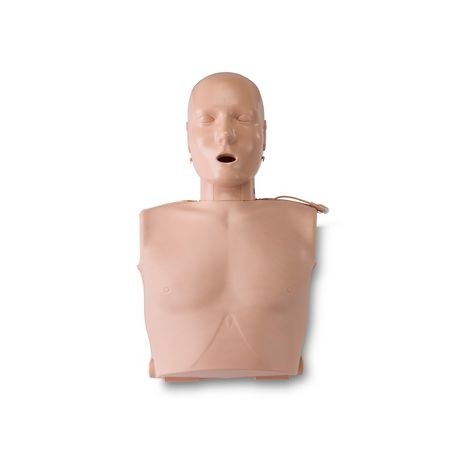 An Ultralite CPR Manikin with Feedback, including a full torso manikin, a face manikin, and multiple feedback indicators, packaged with a blue carrying bag.