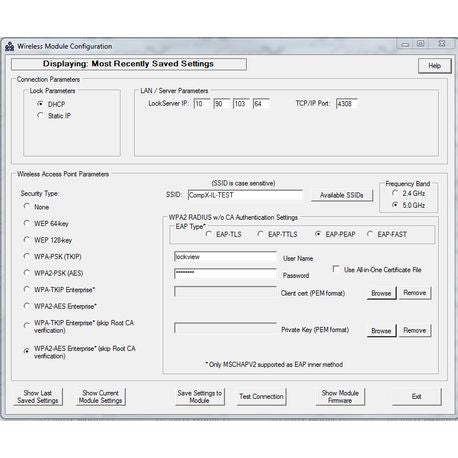 A screenshot of a wireless network software interface.
